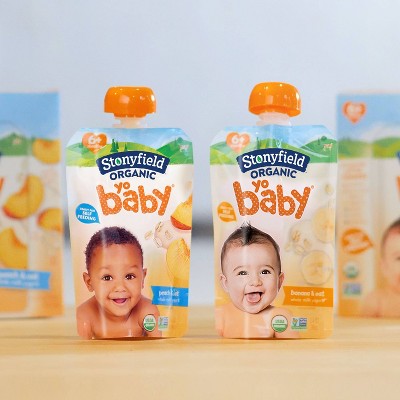 Stonyfield Organic YoBaby Peach &#38; Oat Whole Milk Yogurt - 4ct/3.4oz Pouches_5