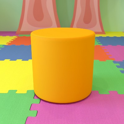 Yellow Plywood Round Classroom Ottoman with Leveling Glides