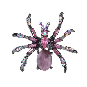 Anna-Kaci Women's Rhinestone Spider Brooch Pin with Black Gemstone Accents - 1 of 4