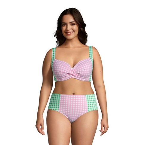 Lands' End Draper James X Lands' End Women's Plus Size Chlorine Resistant  Underwire Bikini Top Swimsuit - 18w - Pale Green/pink Gingham Mix : Target