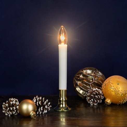 Northlight 9" Pre-Lit White and Gold C7 Christmas Candle Lamp with Sensor - image 1 of 4