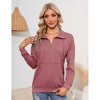 Coolmee Women's Casual Long Sleeve Lapel Zipper Sweatshirt Drawstring Loose Pullover Tops - 2 of 4