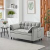 MAYEERTY Modern Velevt Loveseat Sleeper Sofa Couch Pull Out Bed with Toss Pillows Pockets for Living Room Bedroom Gray - 2 of 4