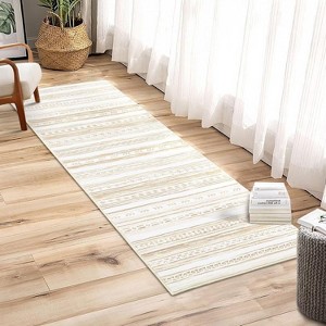 Acekool Washable Boho Area Rug, Soft Low Pile, Foldable, Stain Resistant, Non Slip TPR Back, Grey Blue Natural, Multiple Sizes - 1 of 4