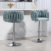 Okak Luxury Velvet Swivel Bar Stools Set of 2, Adjustable Counter Height Bar Chairs with Woven Back & Footrest for Kitchen Island, Cafe, Pub - 2 of 4