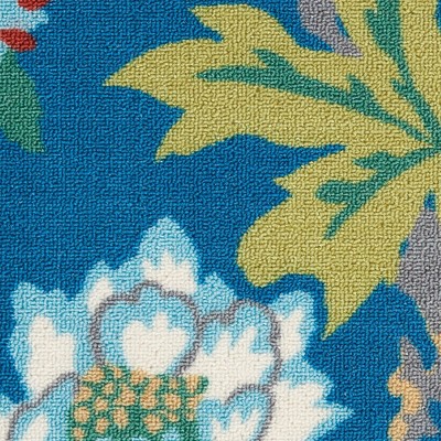 Blue Multicolor Floral Synthetic 4' x 6' Reversible Area Rug