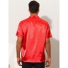 Lars Amadeus Men's Summer Short Sleeve Point Collar Button Down Satin Shirts - 3 of 4