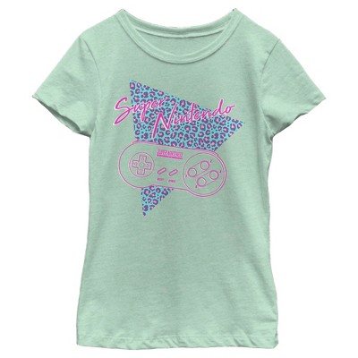 Girl's Nintendo Retro Super Nintendo Controller T-shirt - Mint - Medium ...
