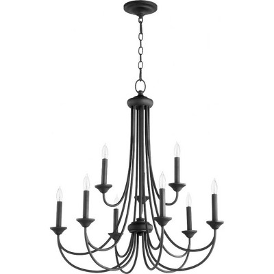 Quorum Lighting Brooks 9-Light Chandelier, Noir Finish, 29 Width, 32 Height