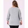 Agnes Orinda Women's Plus Size Plain Cut-Out Gathered Patchwork Long Sleeve T-Shirt - 4 of 4