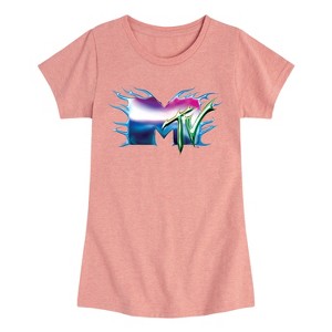Girls' - MTV - Logo Liquid Metal Fitted Short Sleeve Graphic T-Shirt - 1 of 4