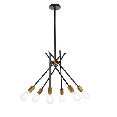 Elegant Lighting Lucca 23 inch pendant in black and brass