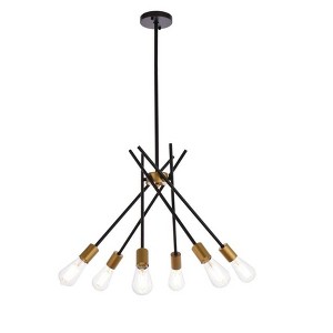 Elegant Lighting Lucca 23 inch pendant in black and brass - 1 of 4