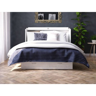 Queen-Sized Monroe Murphy Bed Chest with Single Drawer in White