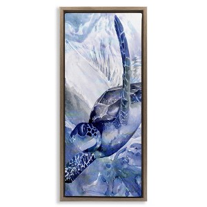Stupell Industries Sea Turtle Swimming In Ocean, 11" x 25" - 1 of 4