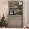 Kitchen Pantry Storage Cabinet 71" Tall Wood Pantry with Microwave Stand Modern Kitchen Hutch Cabinet Coffee Bar Hutch with Wine Rack - 4 of 4
