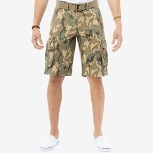 RAW X Men's Belted 12.5" Inseam Cargo Shorts,Plaid Shorts,Camo Shorts - 1 of 4