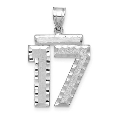 Black Bow Jewelry 14k White Gold, Varsity Collection, Large D/C Pendant, Number 17