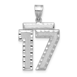 Black Bow Jewelry 14k White Gold, Varsity Collection, Large D/C Pendant, Number 17 - 1 of 3