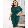 Whizmax Plus Size Cocktail Party Dress Bodycon Elegant Midi Dress Peplum Business Work Office Sheath Pencil with Belt - 3 of 4