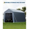 10x15FT Outdoor Storage Shed, Heavy Duty Waterproof Tarp with Ventilated Zipper Door, for Motorcycle, Bike, Garden Tools - 2 of 4