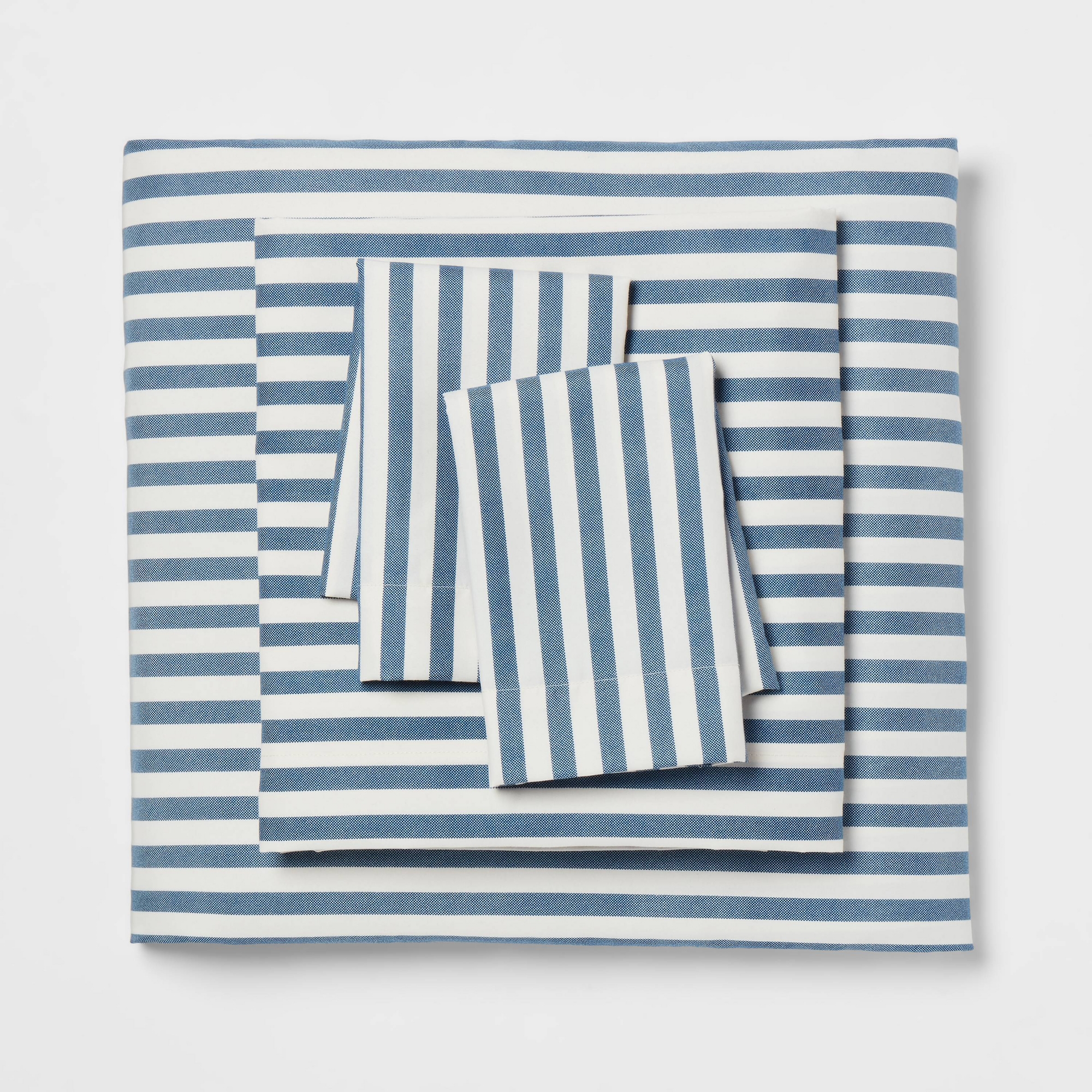 King Microfiber Sheet Set Blue Stripe - Room Essentials™