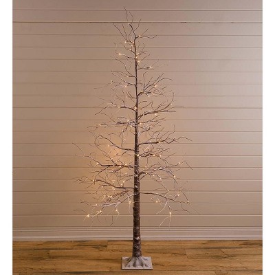 Plow & Hearth - Medium Indoor / Outdoor Snowy Lighted Tree, 6'H with 98 Lights