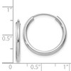 Black Bow Jewelry 2mm x 21mm 14k White Gold Polished Round Endless Hoop Earrings - 4 of 4