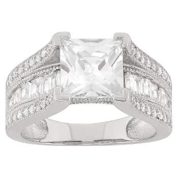 Arabella Sterling Silver Ring Set, Cubic Zirconia Bridal Ring and Band Set (8 Ct. t.w.) - Sterling Silver