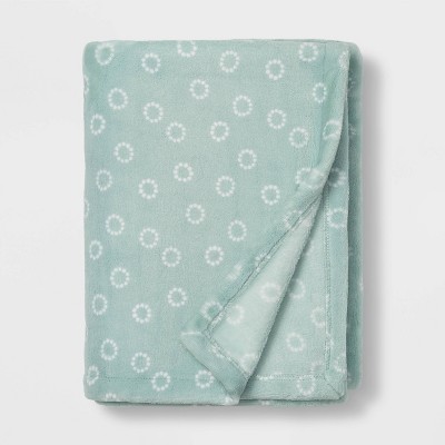 Toddler Bed Plush Blanket - Cloud Island™ Teal Circles