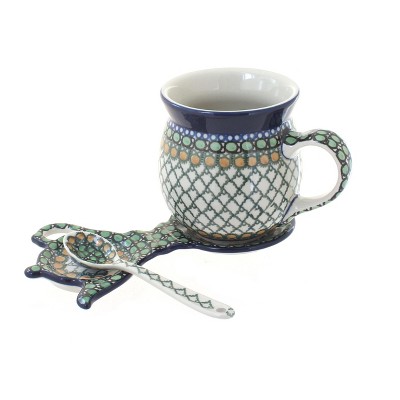 Blue Rose Polish Pottery Tranquility Mug & Saucer Gift Set