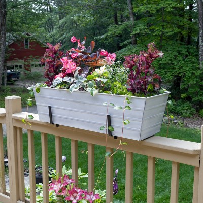 Large White Galvanized Steel Flower Box Planter with Brackets