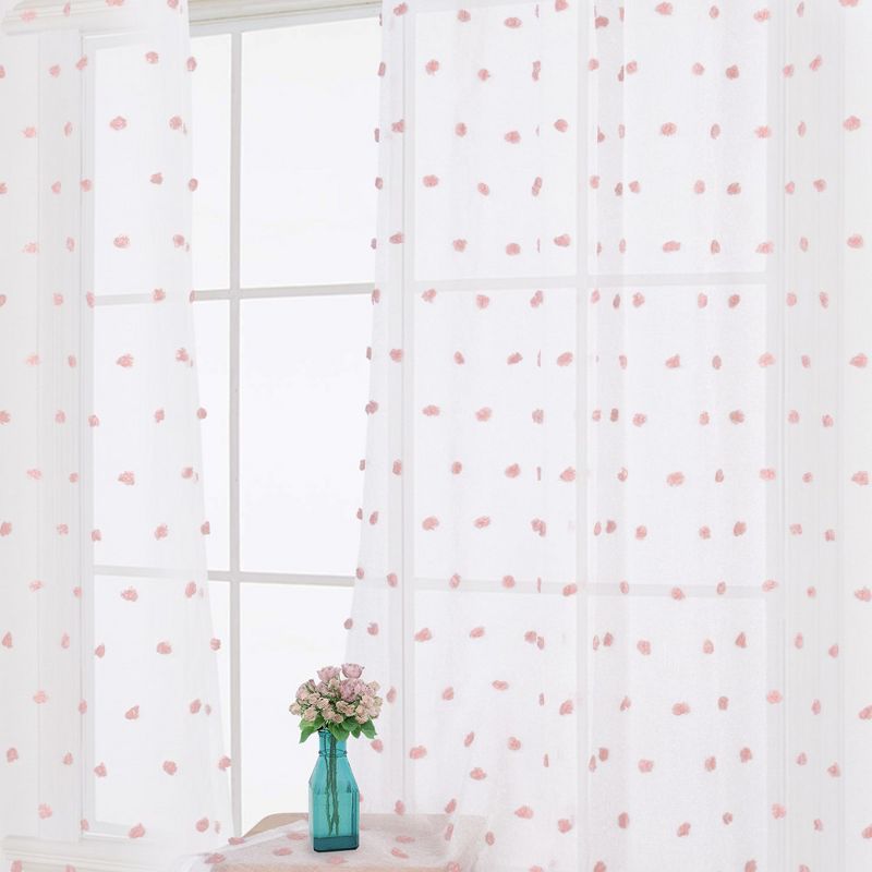 Pom Pom Voile Sheer Grommet Window Curtain Panels, 3 of 6
