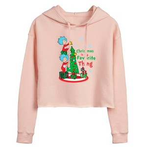 Women's - Dr. Seuss - Christmas Is A Family Thing Cropped Graphic Hoodie - 1 of 4