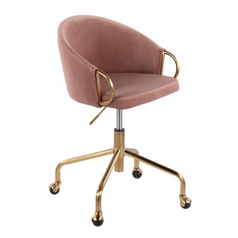 Claire Velvet/metal/plywood Task Chair Gold/blush - Lumisource : Target