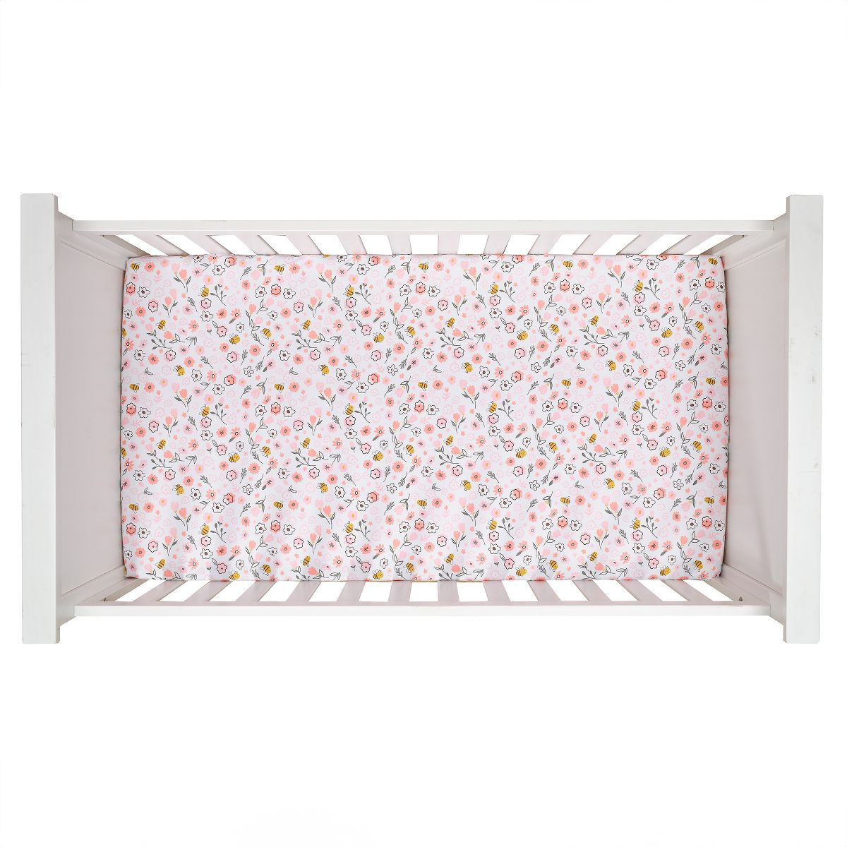 Lambs & Ivy Little Garden 100% Cotton Pink Floral Fitted Crib/Toddler Sheet - thumbnail 3