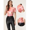 INSPIRE CHIC Women's Clubwear Short Sleeve Shiny Metallic Blouse - 2 of 4