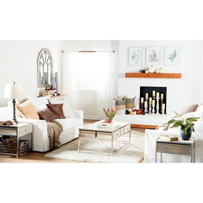 Set of 3 White Distressed Wood Pillar Candle Holders