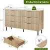 Fluted 6 Drawer Dresser, Wide Wood Double Dresser with Metal Legs and Handles - 2 of 4