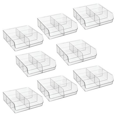 mDesign Plastic Food Packet Kitchen Storage Organizer Bin Caddy, 4 Pack - Clear