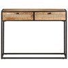 vidaXL Console Table 39.4"x13.8"x29.5" Rough Mango Wood and Natural Cane - 3 of 4