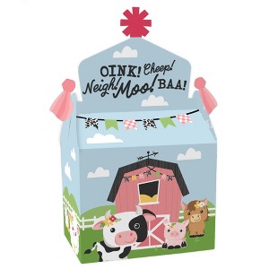 Big Dot of Happiness Girl Farm Animals - Treat Box Party Favors - Pink Barnyard Baby Shower or Birthday Party Goodie Gable Boxes - Set of 12 - 1 of 4