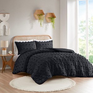 Sapphtopaz Comforter Set Bedding Set Solid Color Clip Jacquard Pompom Reversible Quilt Set - 1 of 4