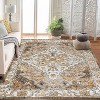 Area Rugs Washable Non-Slip Kid & Pet Friendly Vintage Floral Thin Low Pile for Bedroom, Kitchen, Dining Room, Camel 9x12ft - 2 of 4