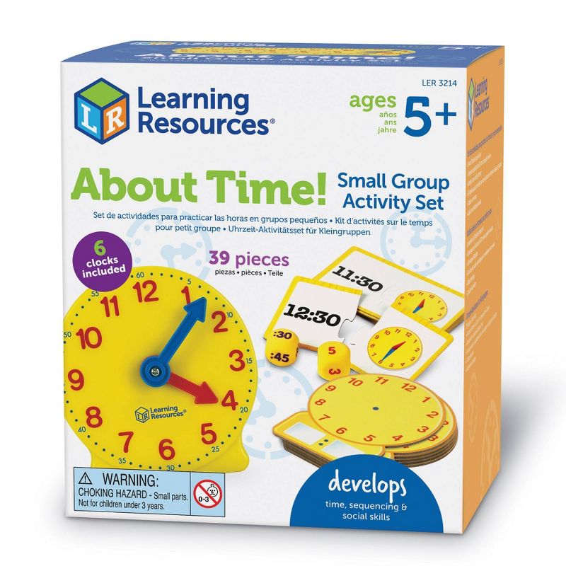 Learning Resources About Time! Group Activity Set, Classroom Set, 6 Write & Wipe Clocks, 4 of 8