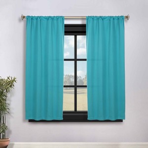 Classic Modern Solid Room Darkening Semi-Blackout Curtains, Rod Pocket, Set of 2 by Blue Nile Mills - 1 of 4