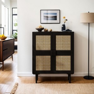 Okak Sideboard Cabinet, Bufft Cabinet with 4 Doors and 8 Shelves, Storage Cabinet for Living Room, Dining Room, Kitchen, Black - 1 of 4