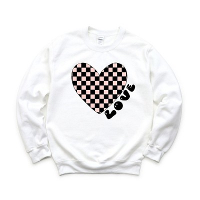 Simply Sage Market Women's Graphic Sweatshirt Checkered Heart Black