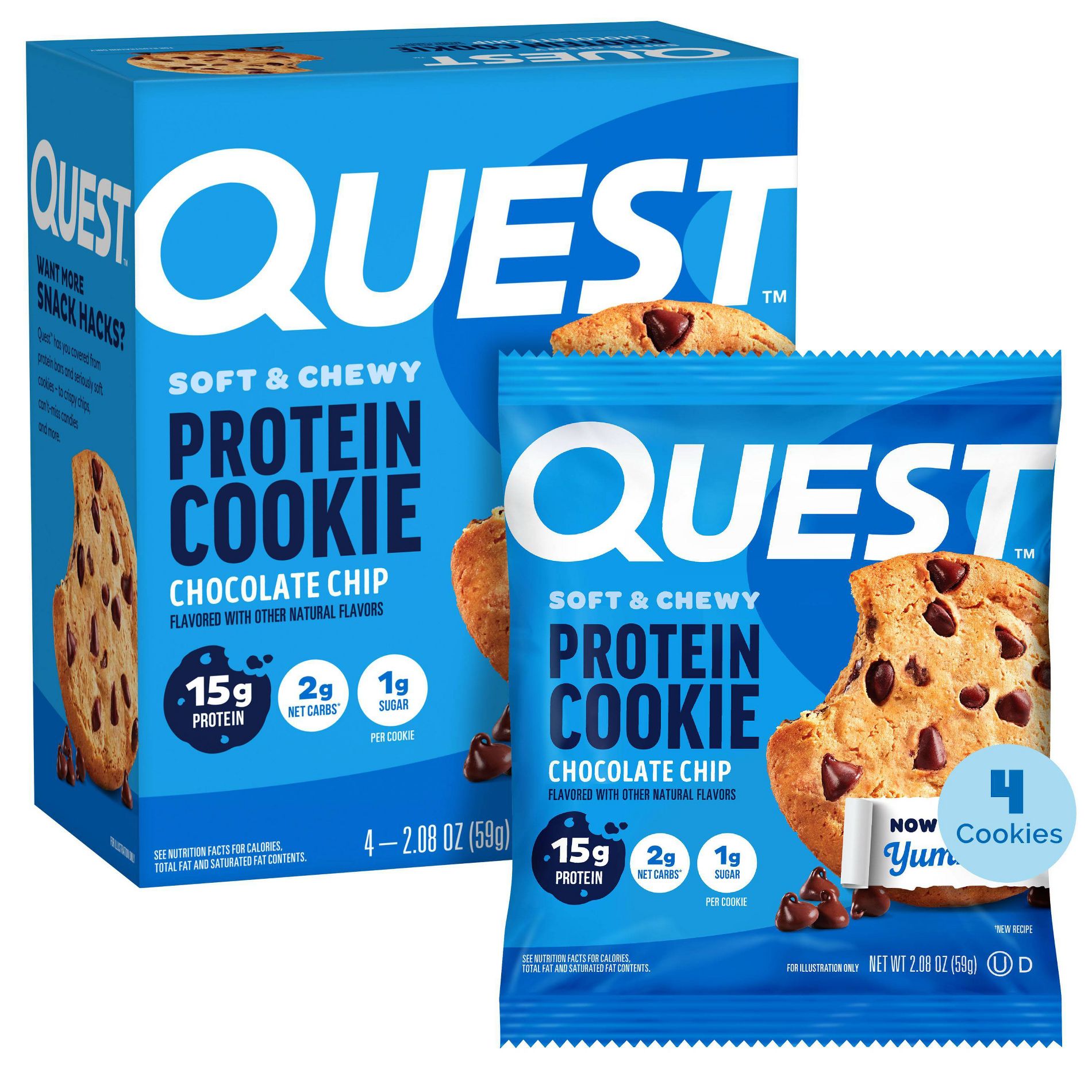 Quest Nutrition 15g Protein Cookie - Chocolate Chip Cookie - 4ct