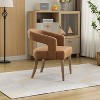 Brown 25.79" Wide Modern Barrel Open Back Upholstered Accent Chair with Weathered Solid Wood Legs - 4 of 4